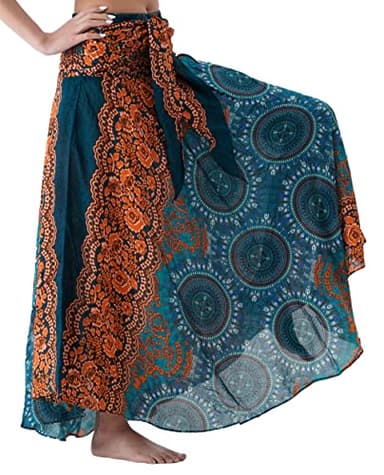 Long Skirts for Women Maxi Boho Skirt Hippie Clothes Bohemian Print (One Size, Bohorose Green) - Image 2