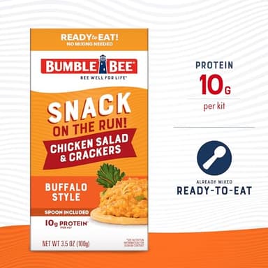 Bumble Bee Snack On The Run Buffalo Chicken Salad with Crackers Kit, 3.5 oz (Pack of 12) - Ready to Eat, Spoon Included - Shelf Stable & Convenient Protein Snack - Image 3