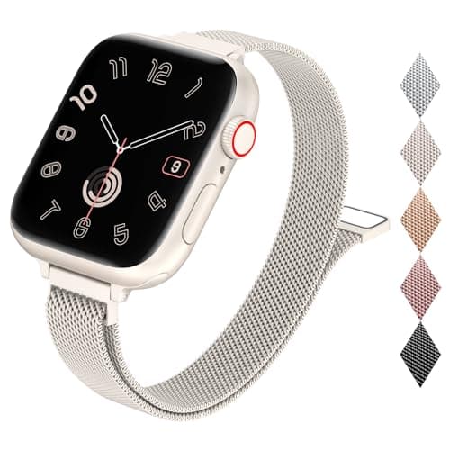 MARGE PLUS Slim Milanese Loop Compatible with Apple Watch Band for women 41mm 40mm 38mm 42mm 46mm 45mm 44mm, Stainless Steel Magnetic Mesh Strap work on iWatch Series 11 10 9 8 7 6 5 4 3 & SE 3 2 1 - Image 1