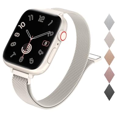 MARGE PLUS Slim Milanese Loop Compatible with Apple Watch Band for women 41mm 40mm 38mm 42mm 46mm 45mm 44mm, Stainless Steel Magnetic Mesh Strap work on iWatch Series 11 10 9 8 7 6 5 4 3 & SE 3 2 1 - Image 1