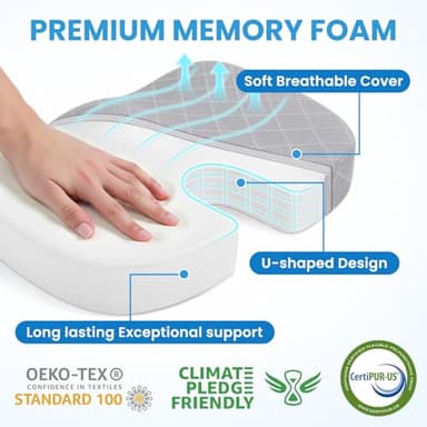 TushGuard Office/Car Seat Cushion, Non-Slip Sciatica & Back Coccyx Tailbone Pain Relief Chair Pad, Memory Foam Butt Pillow for Computer Desk, Wheelchair, Driving (Light Grey) - Image 3