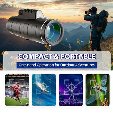 Outdoor Monocular Telescope, 80 * 100 High-Definition High Magnification Monocular Telescope, with Universal Phone Holder, Telescopic Tripod, Suitable for Hiking, Camping, Travel,etc - Image 6