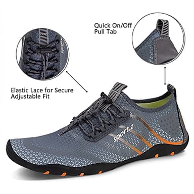 WateLves Water Shoes Mens Womens Beach Swim Shoes Quick-Dry Aqua Socks Pool Shoes for Surf Yoga Water Aerobics (Fluorescent Dark Gray, 42) - Image 3