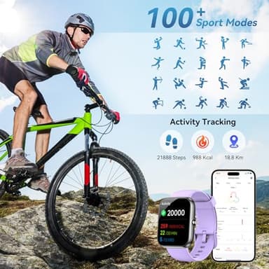 Smart Watch for Men Women, Alexa Built-in Fitness Tracker with Call Function & 1.83" HD Touchscreen, Heart Rate/Sleep Monitor, 100 Sport Modes, IP68 Waterproof, iOS Android Compatible (Purple) - Image 4