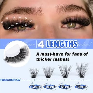 TOOCHUNAG Fluff Lash Clusters 80D+100D+150D Individual Lashes Cluster Eyelash Extensions 280pcs Wispy Eyelash Clusters DIY Long Thick Lash Extension at Home (12-18mm,D) - Image 2