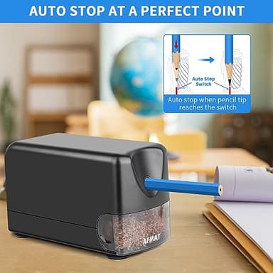 AFMAT Heavy Duty Electric Pencil Sharpener, Auto Stop Classroom Pencil Sharpeners for 6-11mm No.2/Colored Pencils, Pencil Sharpener for Large Pencils, Sharp Point, Save Pencils, Teachers Must Haves - Image 3