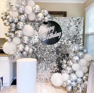 Silver Shimmer Wall Backdrop Halloween Parties Disco Wedding Shimmer Backdrops Panels Christmas Glitter Wall Background for Bachelorette Party Bridal Shower Stage Panel(24 Packs) - Image 4