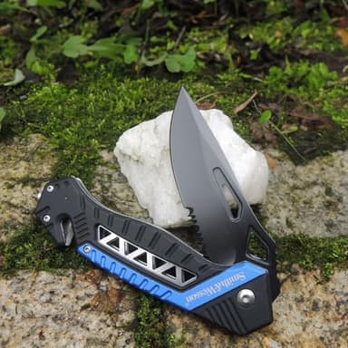 Smith & Wesson SW608BLS 8.5in High Carbon S.S. Folding Knife with 3.4in Serrated Drop Point Blade and Aluminum Handle for Tactical, Survival and EDC - Image 3