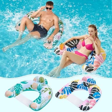 2 Pack Pool Floats Adult,OKSUWATER Pool Floaties for Adults with Two Cup Holders Inflatable Pool Floats Chairs, Lake Floats for Adults Toys Applies to Water Play Party - Image 3