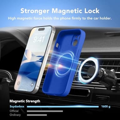 SuydanBox Magnetic for iPhone 15 Case, Compatible with MagSafe, [Screen Protector + Full Camera Protection], Silicone Shockproof Anti-Scratch Protective Phone Case for iPhone 15 6.1", Klein Blue - Image 3