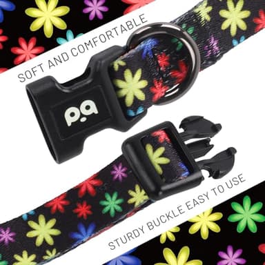 QQPETS Adjustable Soft Dog Collar: Print Flower Pink Multicolor Cute Patterns for XS Small Medium Large Pet Girl Boy Puppy Walking Running Training - Image 3