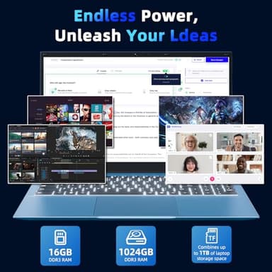 SGIN Laptop 15.6 Inch 16GB RAM 1024GB SSD, Win 11, Laptops Computer with Core I3, Portable Notebook, 7000mAh, WiFi 6, 180° Open Angle, 7000mAh, for Business and Students - Image 5