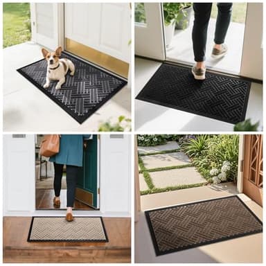 BEHERO Front Door Mat Indoor Outdoor Entrance, 29.5x17 Inch, Welcome Mat for Entryway, Stain and Fade Resistant, Heavy Duty Absorbent Door Mat, Non Slip Door Mats Outdoor, Entry Doormat, Black - Image 6