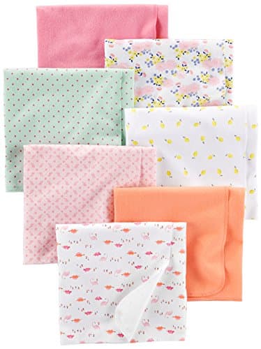 Simple Joys by Carter's Unisex Babies' Muslin burp cloths, Pack of 7, Multicolor/Dinosaur/Dots/Floral/Lemon/Turtle, One Size - Image 1