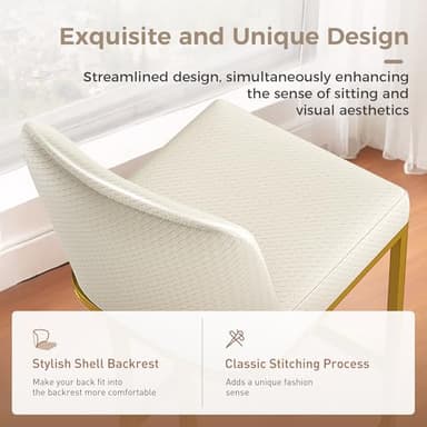 MAISON ARTS Off White & Gold Counter Height Bar Stools with Back Set of 4 for Kitchen Counter 24 Inch Modern Upholstered Faux Leather Barstools Farmhouse Bar Chairs Luxury Island Stools Support 330LBS - Image 7