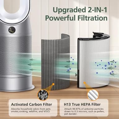 2 Pack 360° Combi 2 in 1 HEPA + Carbon Filter for Dyson TP04 HP04 TP07 TP06 HP06 TP4A TP7A PH02 PH01 PH03 PH04 PH3A HP09 TP09 HP07 HP10 TP10 HP4A HP7A DP04 Air Purifi-er, HEPA Carbon Filter #965432-01 - Image 10
