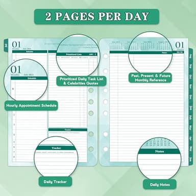 2024-2025 Planner Refills – Jul.2024 - Jun.2025, Two Pages Per Day Daily & Monthly Planner, 5.5" x 8.4" Ring-Bound Organizer, Tabs, Quotes, Prioritized Task, Daily Tracker/Notes, Appointment Schedule - Image 4
