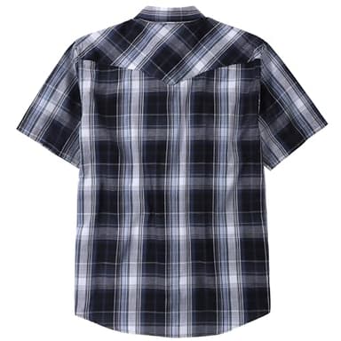 Dubinik® Western Shirts for Men Short Sleeve Plaid Pearl Snap Shirts for Men Button Up Shirt Cowboy Casual Work Shirt Black Gray - Image 2