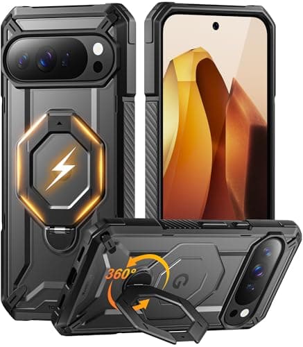 TONGATE for Pixel 10 Pro XL Case with 360° Spin Magnetic Stand, Compatible with MagSafe, Non-Slip Edge Rugged, Military Grade Protection for Google Pixel 10 Pro XL Case, Black - Image 1