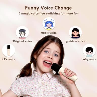 HWWR Mini Karaoke Machine with 2 Wireless Microphones Portable Bluetooth Speaker with Disco Lights, Kids Toys Christmas Birthday Gifts for Girls Boys Age 4, 5, 6, 7, 8, 9, 10, 11, 12+ Home Party - Image 7
