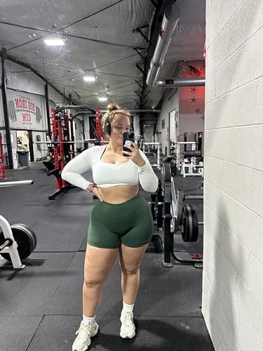 AUROLA Influence Collection Workout Shorts for Women,No Roll Up Squat Proof New Scrunch Seamless Compression Gym Short, Eden Green, S - Image 5