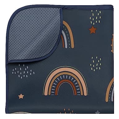 Blissful Diary Baby Splat Mat for Under High Chair, 50.4 x 50.4 Inch Wipeable Splash Mat, Waterproof and Washable, Anti-Slip Floor Protector, Retro Rainbow - Image 8