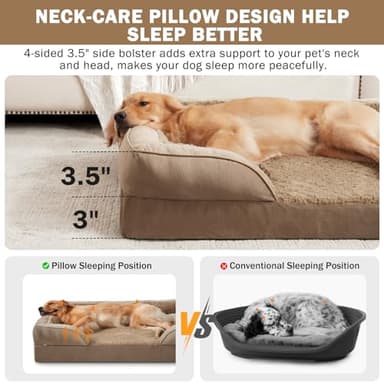 INVENHO Orthopedic Dog Beds Large Sized, XL Washable Dog Sofa with Egg-Crate Foam, Waterproof Lining and Non-Skid Bottom - Image 5