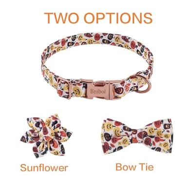 Bnibol Halloween Pumpkin Pattern Dog Collar,Multicolored Bow Tie Dog Collar with Metal Adjustable Buckle,Soft and Comfortable Ghost Dog Collars for Medium Dogs.(Orange, M) - Image 3
