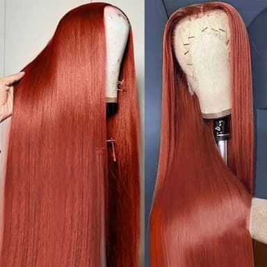 AMIRTY 250% Density Ginger Wig Human Hair 13X4 Reddish Brown HD Lace Front Wigs Human Hair Bleached Knots for Women 12A Straight Wigs Human Hair with Baby Hair 28Inch - Image 1