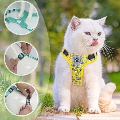 BEAUTYZOO Cat Harness, Escape Proof Cat Leash and Harness Set for Walking, Soft Breathable Vest Harness with Safety Neck Adjustable, Reflective Easy-Control Kitten Harness for Cats (Bee Design) - Image 6