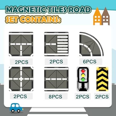 IGIVI Magnetic Tiles Road Expansion Pack, STEM Magnet Building Blocks for Toddler Kids Toys, Montessori Educational Toys for 3+ Year Old Boys & Girls, Creative Toy Gifts for Kids - Image 4