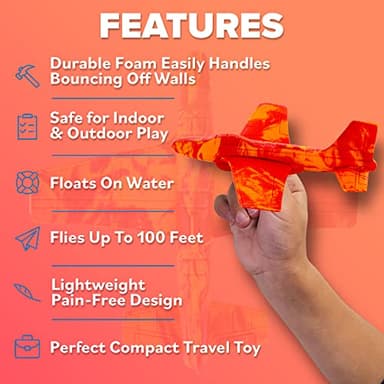 Airplane Toy Foam Glider Plane for Kids - Best Outdoor Toys for Boys & Girls - Kids Stocking Stuffers for Boys & Fun Flying Gliders Easy Throwing Air Planes - Great Gifts for Age 4 5 6 7 8 + Year Olds - Image 4
