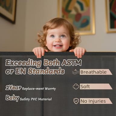 Miumoon 48" Extra Tall Retractable Baby Gates, 150" Retractable Gates with Reinforced Strip Design to Prevent Crawling Through, 12 FT Retractable Dog Gate - Image 3