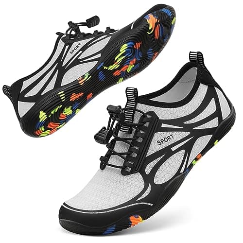 Water Shoes for Men Women River Shoes Adult Swim Beach Lake Pool Aqua Socks Barefoot Quick Dry for Hiking Surfing Kayaking Cruise Ship Essentials Size Women 8.5 / Men 7(White) - Image 1