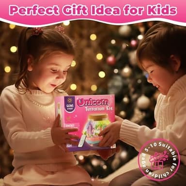 Unicorn Light-Up Terrarium Kit for Kids - LED Night Light Birthday Gift for Girls Ages 4 5 6 7 8-12 Year Old - Unicorn Toys for Girls - DIY Arts and Crafts Kit for Kids - Image 7