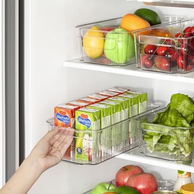 HOOJO Refrigerator Organizers and Storage - 8pcs Clear Plastic Bins For Fridge, Freezer, Kitchen Cabinet, Pantry Organization, BPA Free Fridge Organizer, 12.5" Long, Clear - Image 5