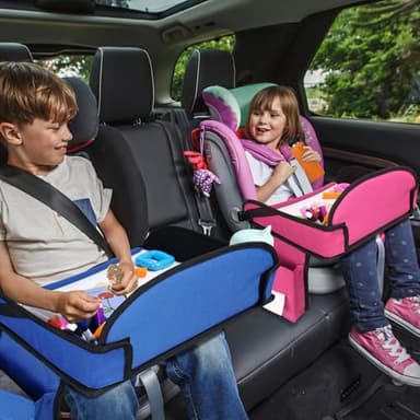 WENRENER Kids Travel Tray, Travel Tray For Kids Car Seat, Toddler Road Trip Essentials With Drawing Kit, Carseat Tray For Kids Travel, Travel Activities Road Trip Must Haves For Kids (Pink) - Image 9