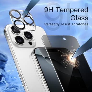 JETech Privacy Screen Protector for iPhone 16 Pro 6.3-Inch with Camera Lens Protector, Anti-Spy Tempered Glass Film, Easy Installation Tool, 2-Pack Each - Image 5