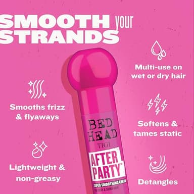 Bed Head by TIGI After Party Super Smoothing Cream – Anti Frizz Hair Styling Product, Humidity Protection for Frizzy, Dull, or Coarse Hair, 3.38 fl oz - Image 4