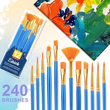ESRICH Paint Brushes Set,20 Pack 240 Pcs Nylon Hair Paintbrushes Round-Pointed Tip Paint Brush,Artist Paint Brushes for Acrylic Painting,Acrylic Oil Watercolor Face Arts,Kids Adult Drawing - Image 5