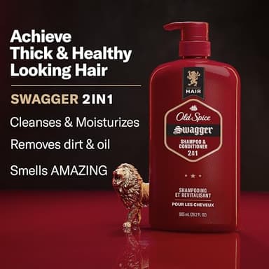 Old Spice Swagger 2-in-1 Shampoo and Conditioner Set for Men, Cedarwood Lime Scent, Healthier, Fuller, More Moisturized Looking Hair, Barbershop Quality, 29.2 Fl Oz Each, Twin Pack - Image 2