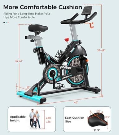 Exercise Bike Adjustable Resistance Cardio Workout Indoor Fitness Bike w/LCD Monitor Adjustable Seat Straps Foot Pads Home Office Fitness Training Workout - Image 8