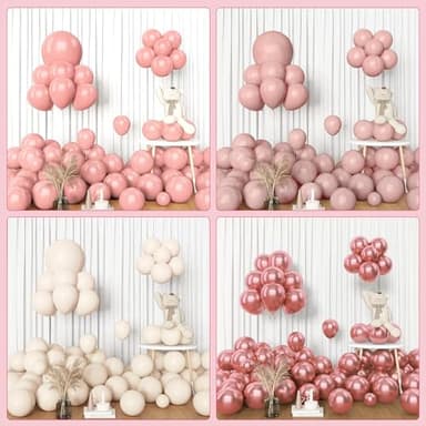 Amandir 153pcs Dusty Pink Balloon Garland Arch Kit, Different Sizes 18 12 10 5 inch Pink White Sand Metallic Confetti Pink Balloons for Girl Baby Shower Birthday Boho Party Decorations - Image 7