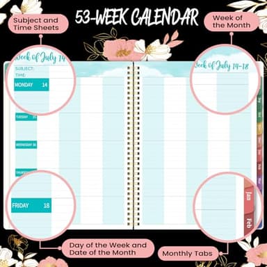 Teacher Planner 2025-2026 - Teacher Lesson Planner 2025-2026, JULY 2025 - JUNE 2026, 11” x 8.5”, Weekly & Monthly Lesson Plan Book with Strong Twin-wire Binding, Holidays, Inner Pocket, Colorful Tabs - Image 4