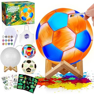 Paint Your Own Soccer Ball Lamp Kit, Soccer Gifts 3D Night Light, Art Supplies Creativity Arts and Crafts for Kids Ages 8-12, Birthday Christmas Gifts for Boys Girls Ages 3 4 5 6 7 8 9 10 11 12+ - Image 1