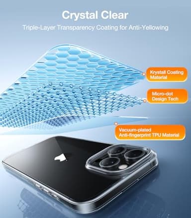TORRAS Crystal Clear for iPhone 16 Pro Case, Ultra-Thin, Non-Yellowing, Military Protection, Slim Fit Silicone TPU Cover for iPhone 16 Pro Phone Case, Soft, Clear, 6.3 inch - Image 4