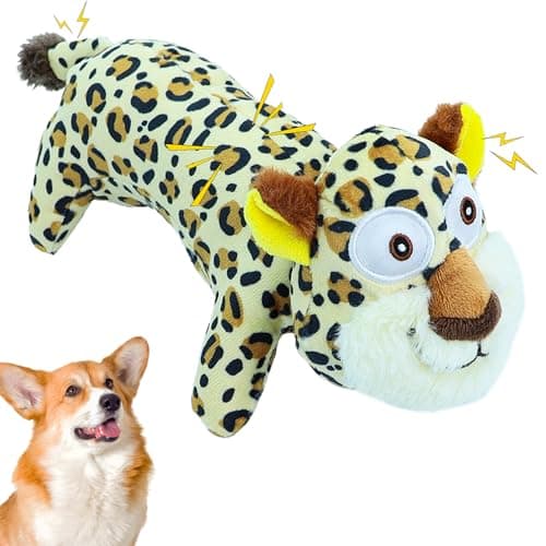 Chongqile Plush Dog Toy with Crinkle Paper - Squeaky pet Toy for Anxiety Relief - Interactive & Companion Toys for Small and Medium Breeds (Leopard)… - Image 1