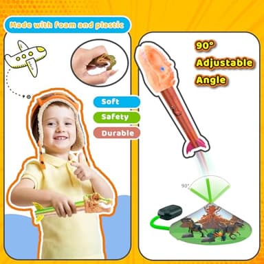 Otoseth Dinosaur Rocket Launcher for Kids, 4 Rockets with Launcher Pad, Launch Up to 100 Ft, Dinosaur Toys for Kids, Outdoor Toys, Birthday Gifts for 3 4 5 6 7 Year Old Boys Girls - Image 4