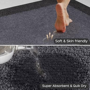 Machine Washable (24" x 36"+ 24" x 60"') Kitchen Rugs Set of 2, Non Slip Kitchen Mats for Floor, Absorbent Entrance Runner Rugs for Bedroom, Hallway, Bathroom, Door (Roll Packing - Image 2