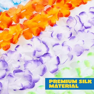 JOYIN 120 Counts Hawaiian Leis Bulk, Colorful Tropical Flower Leis for Kids Adults Hawaiian Beach Luau Party Favors Decorations - Image 3